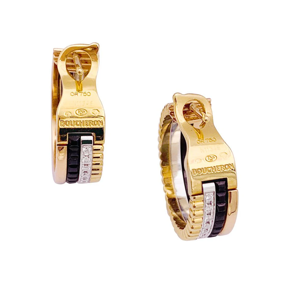 Créoles BOUCHERON “Quatre Classique”, trois ors, diamants et pvd marron - Image 3