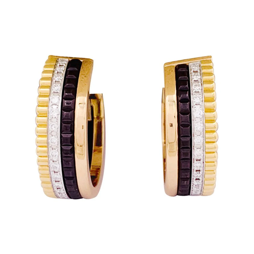Créoles BOUCHERON “Quatre Classique”, trois ors, diamants et pvd marron - Image 4