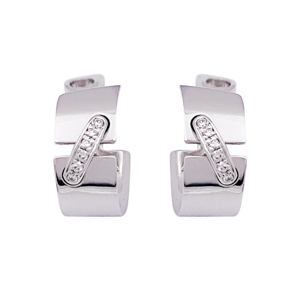 Créoles CHAUMET "Liens" or blanc et diamant