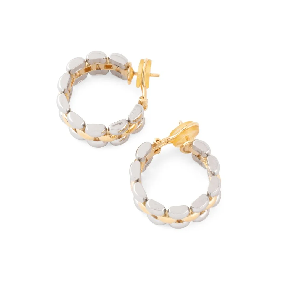 Boucles d'oreilles Créoles CHOPARD en or jaune et or blanc - Image 3