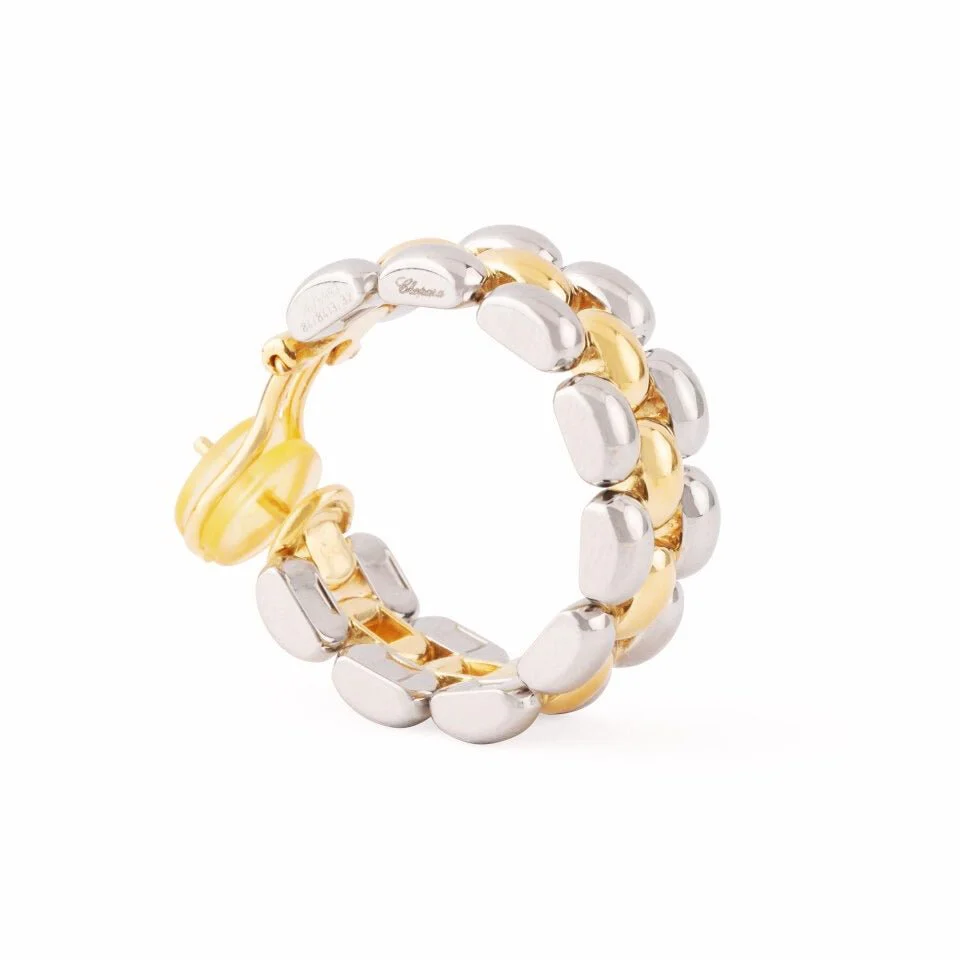 Boucles d'oreilles Créoles CHOPARD en or jaune et or blanc - Image 4
