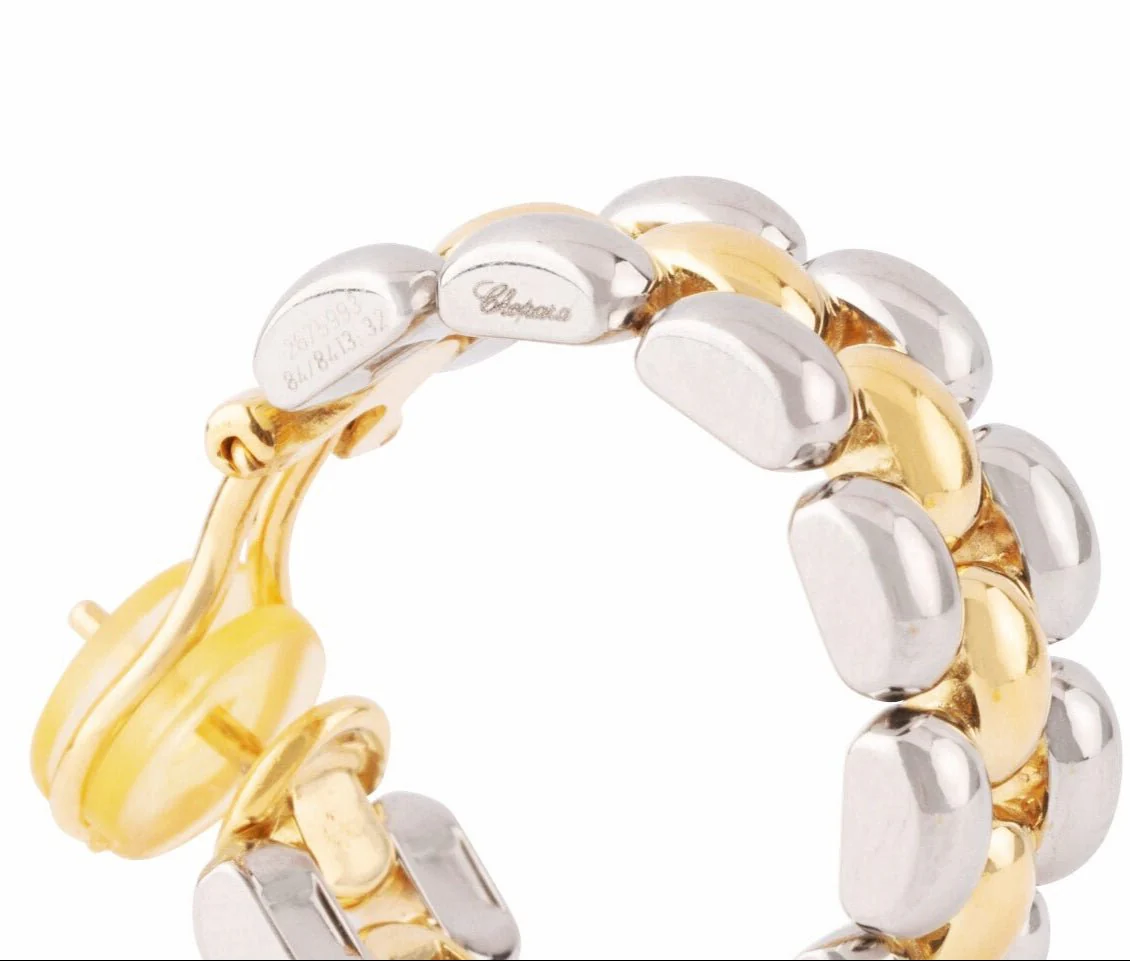 Boucles d'oreilles Créoles CHOPARD en or jaune et or blanc - Image 5