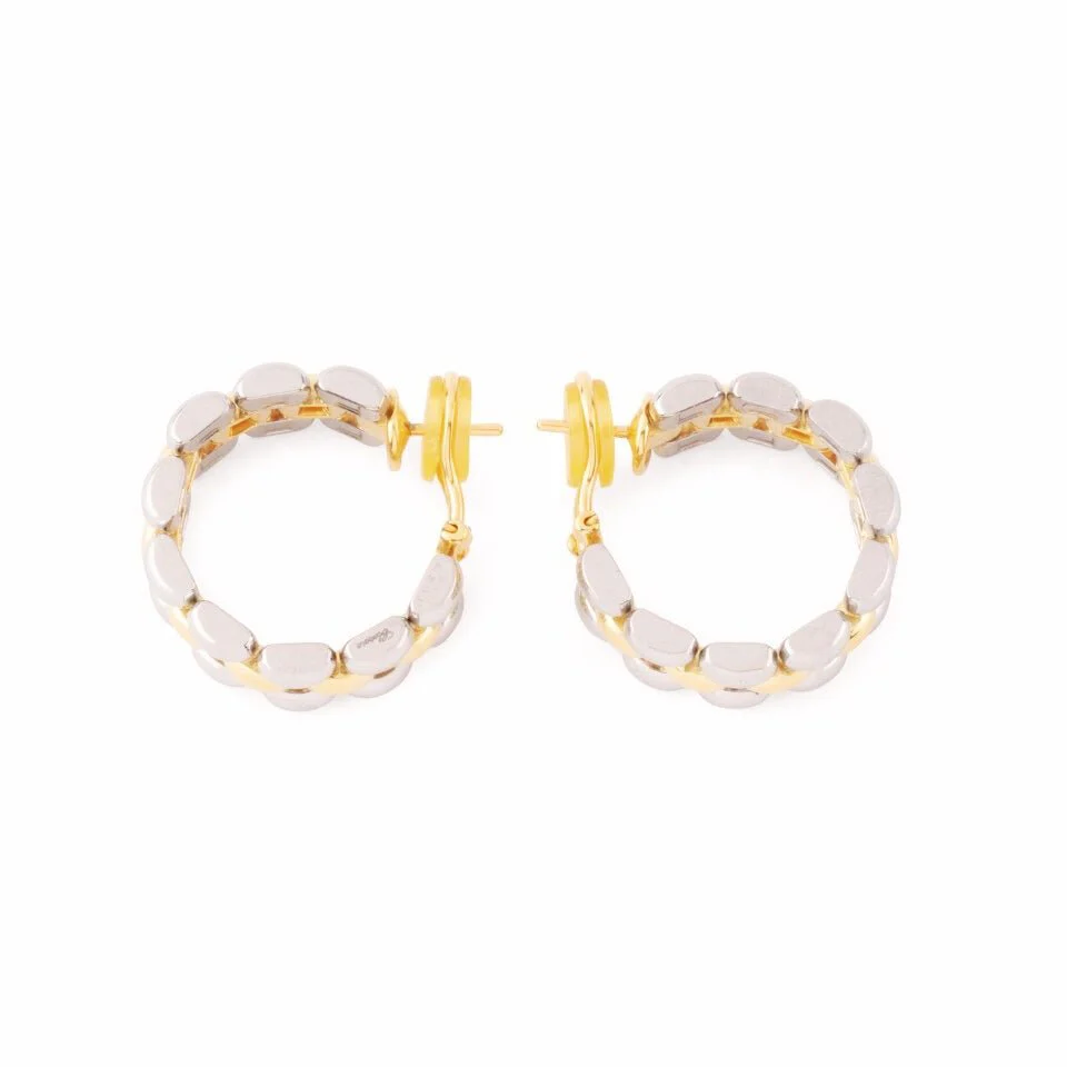 Boucles d'oreilles Créoles CHOPARD en or jaune et or blanc - Image 6