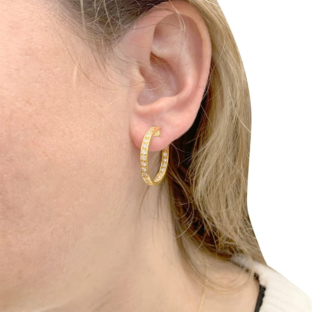 Créoles en or jaune et diamants - Image 7