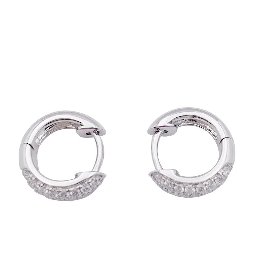 Créoles or blanc et diamants. - Image 3