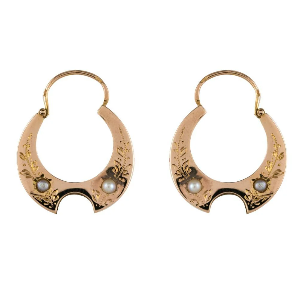 Boucles d'oreilles Créoles en or rose et perles