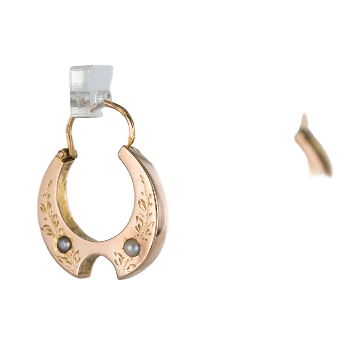 Boucles d'oreilles Créoles en or rose et perles - Image 3
