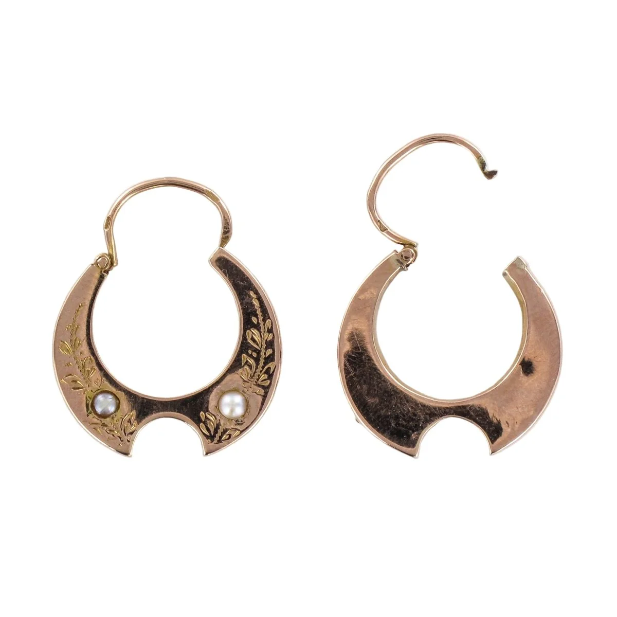 Boucles d'oreilles Créoles en or rose et perles - Image 5