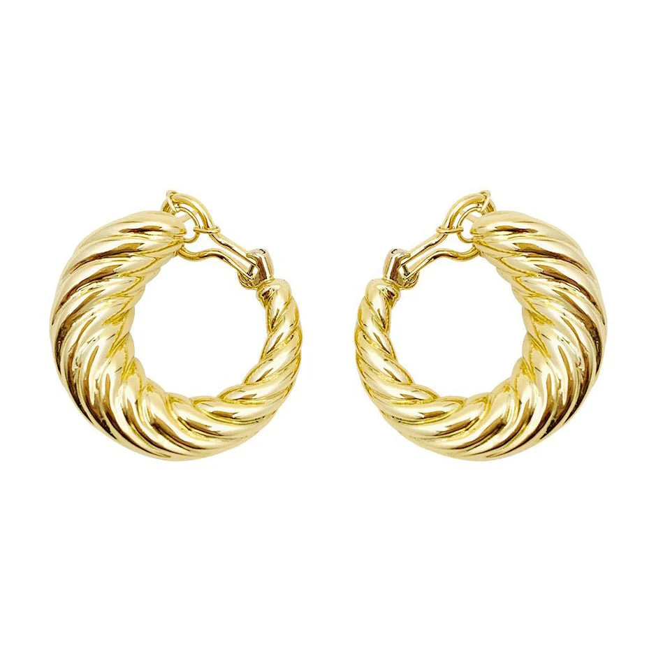Boucles d'oreilles Créoles en or jaune torsadé