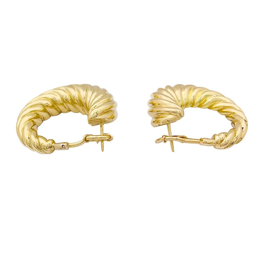 Boucles d'oreilles Créoles en or jaune torsadé - Image 3