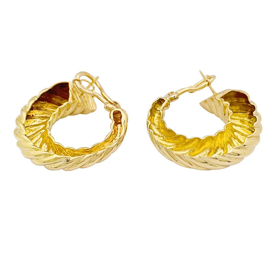 Boucles d'oreilles Créoles en or jaune torsadé - Image 4