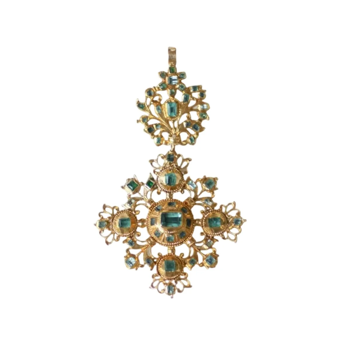 Pendentif en or jaune et émeraudes