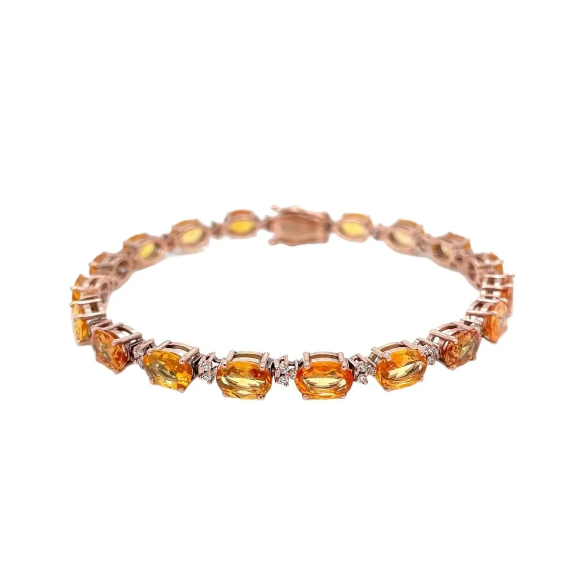 Bracelet à maillons en or rose avec diamant Padparadsha naturel de 16 CTW - Image 10
