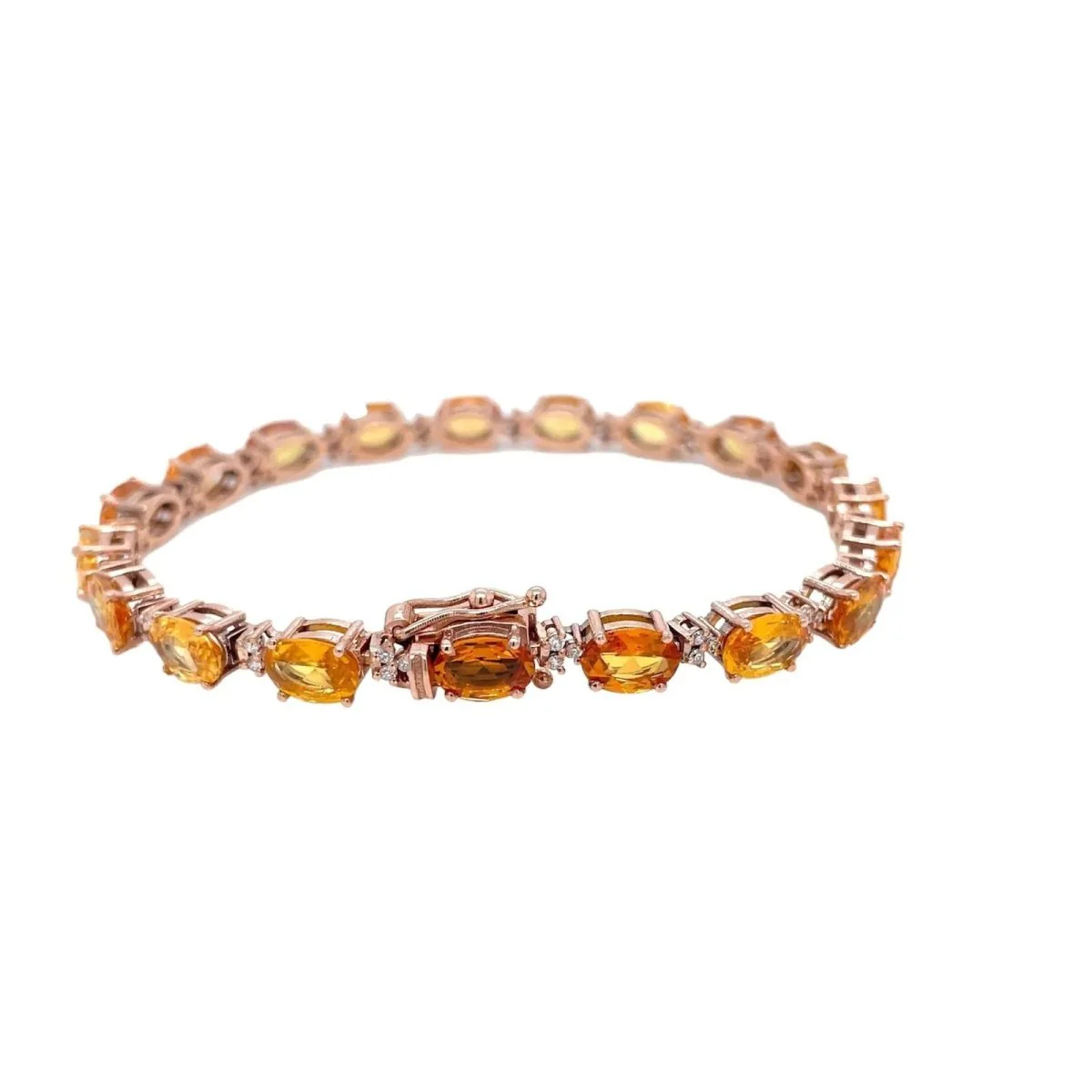 Bracelet à maillons en or rose avec diamant Padparadsha naturel de 16 CTW - Image 12
