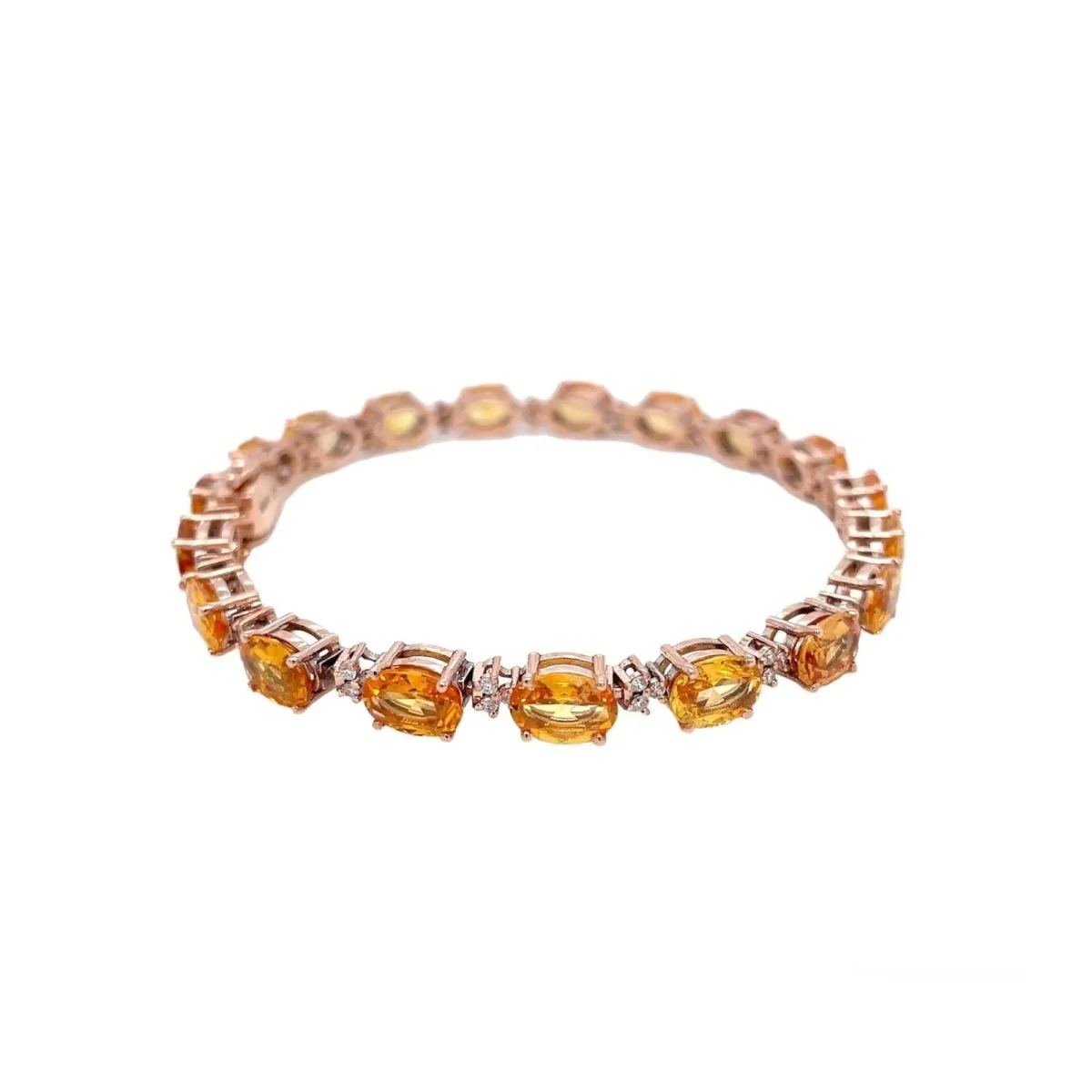 Bracelet à maillons en or rose avec diamant Padparadsha naturel de 16 CTW - Image 2