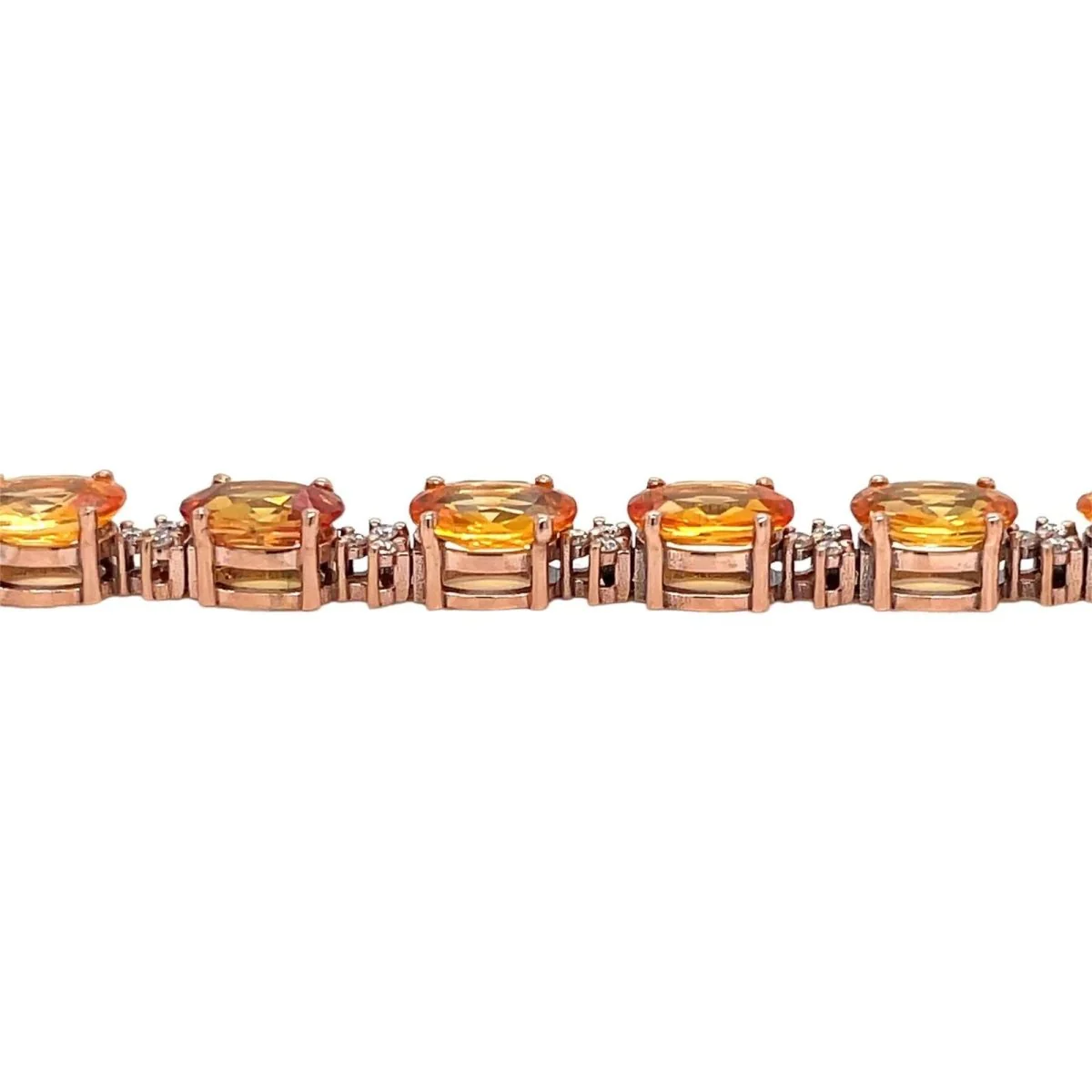 Bracelet à maillons en or rose avec diamant Padparadsha naturel de 16 CTW - Image 6
