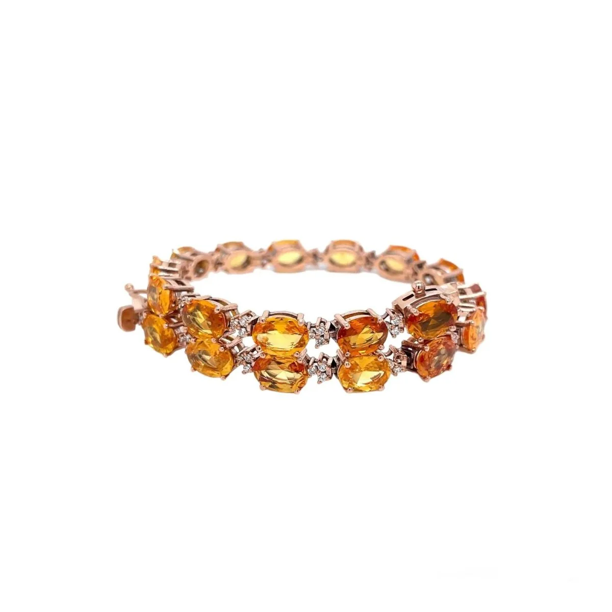 Bracelet à maillons en or rose avec diamant Padparadsha naturel de 16 CTW - Image 8