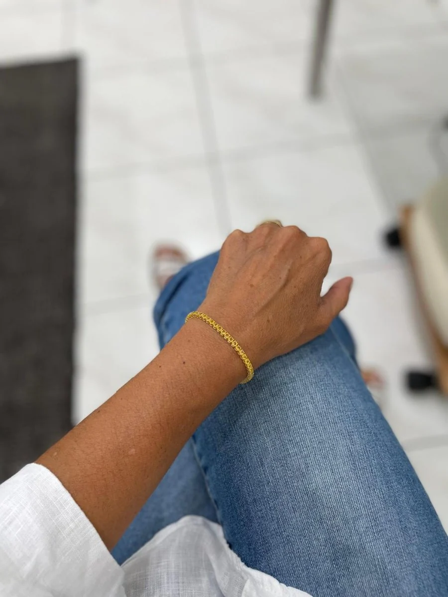 Bracelet de tennis en or avec saphir jaune naturel (CTW 6.5) - Image 11