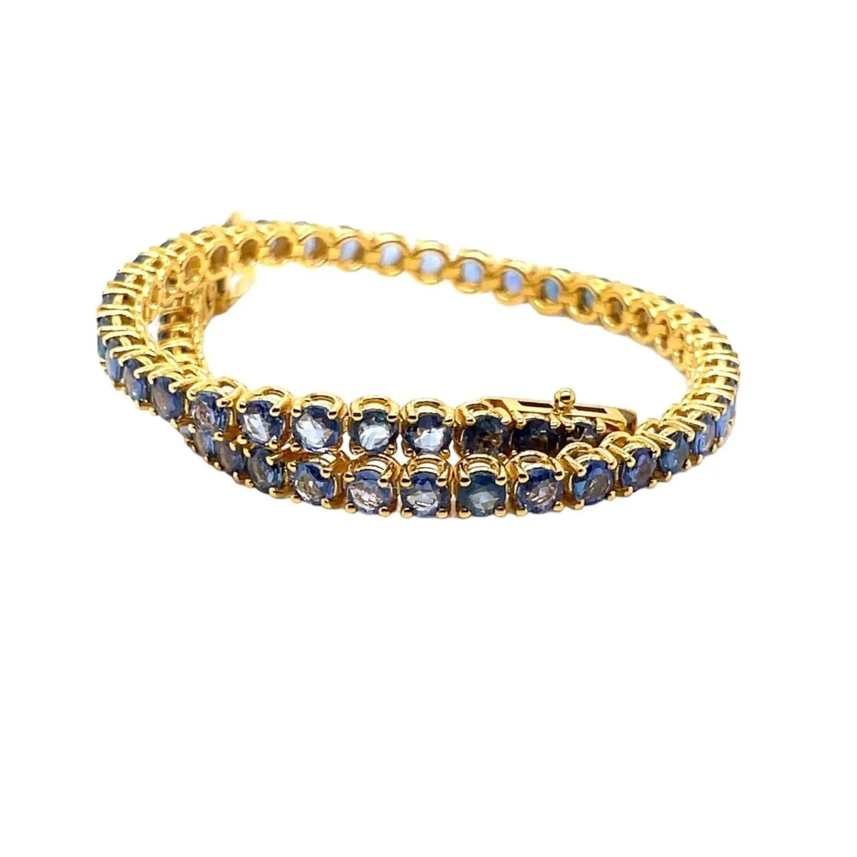 CTW 6 Natural Blu Sapphire Gold Tennis Bracelet - Image 2
