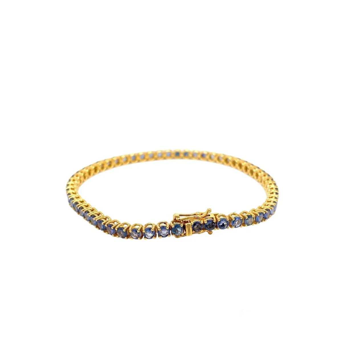 CTW 6 Natural Blu Sapphire Gold Tennis Bracelet - Image 4