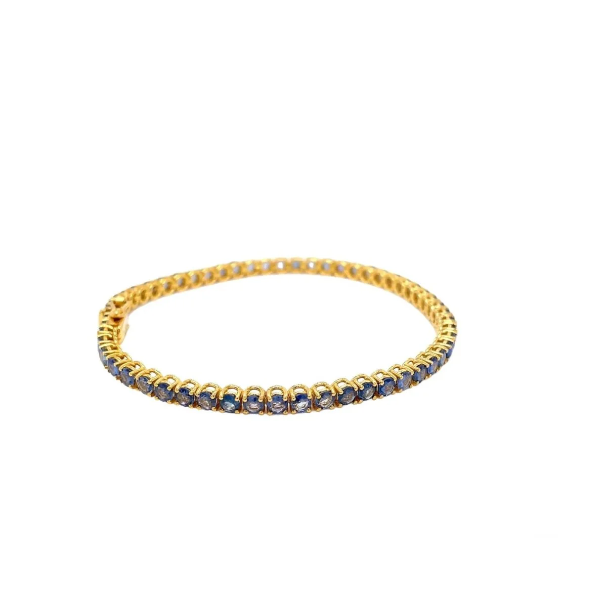 CTW 6 Natural Blu Sapphire Gold Tennis Bracelet - Image 5