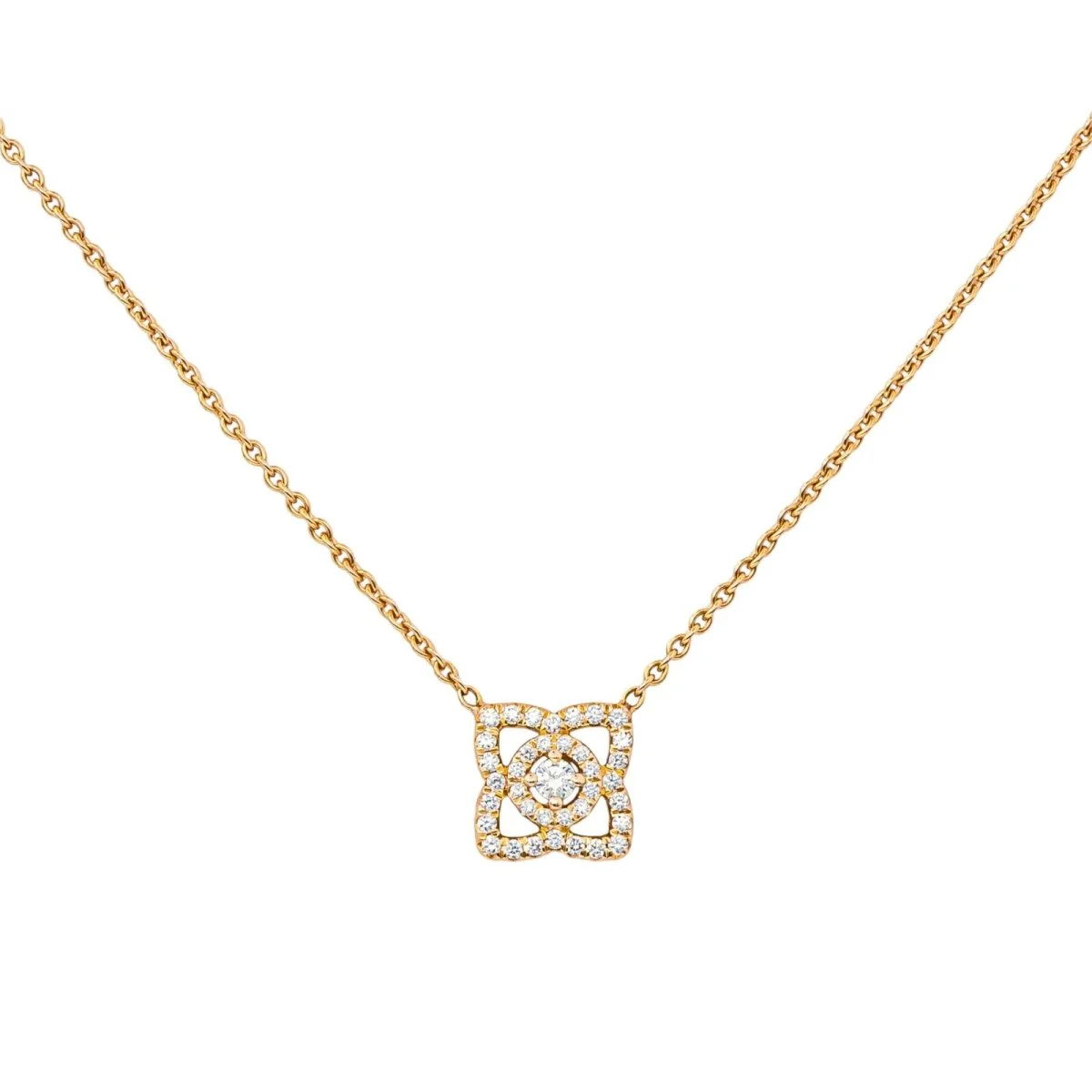 Collier Pendentif DE BEERS "Lotus" en or rose et diamants - Image 3