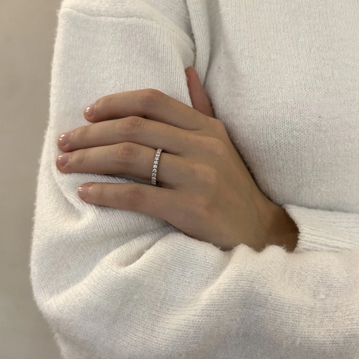 Bague Demi-Alliance DE BEERS en platine et diamants - Image 2