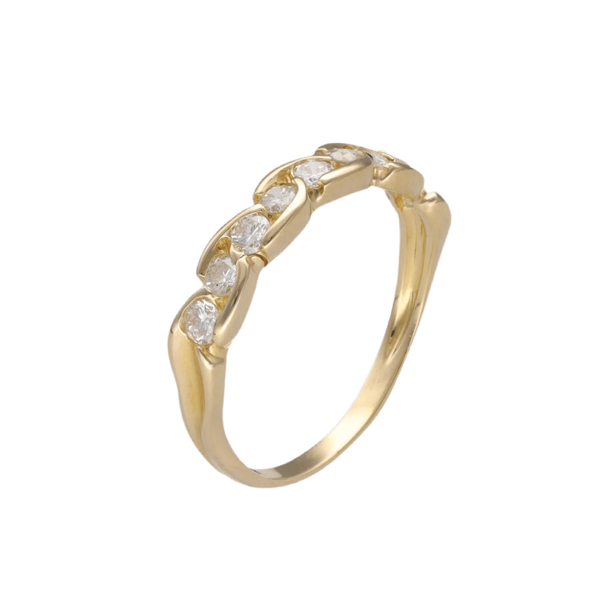 Bague Demi-alliance en or jaune et diamants - Image 3