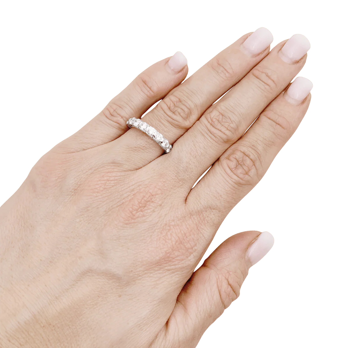 Bague Demi-Alliance en or blanc et diamants - Image 2
