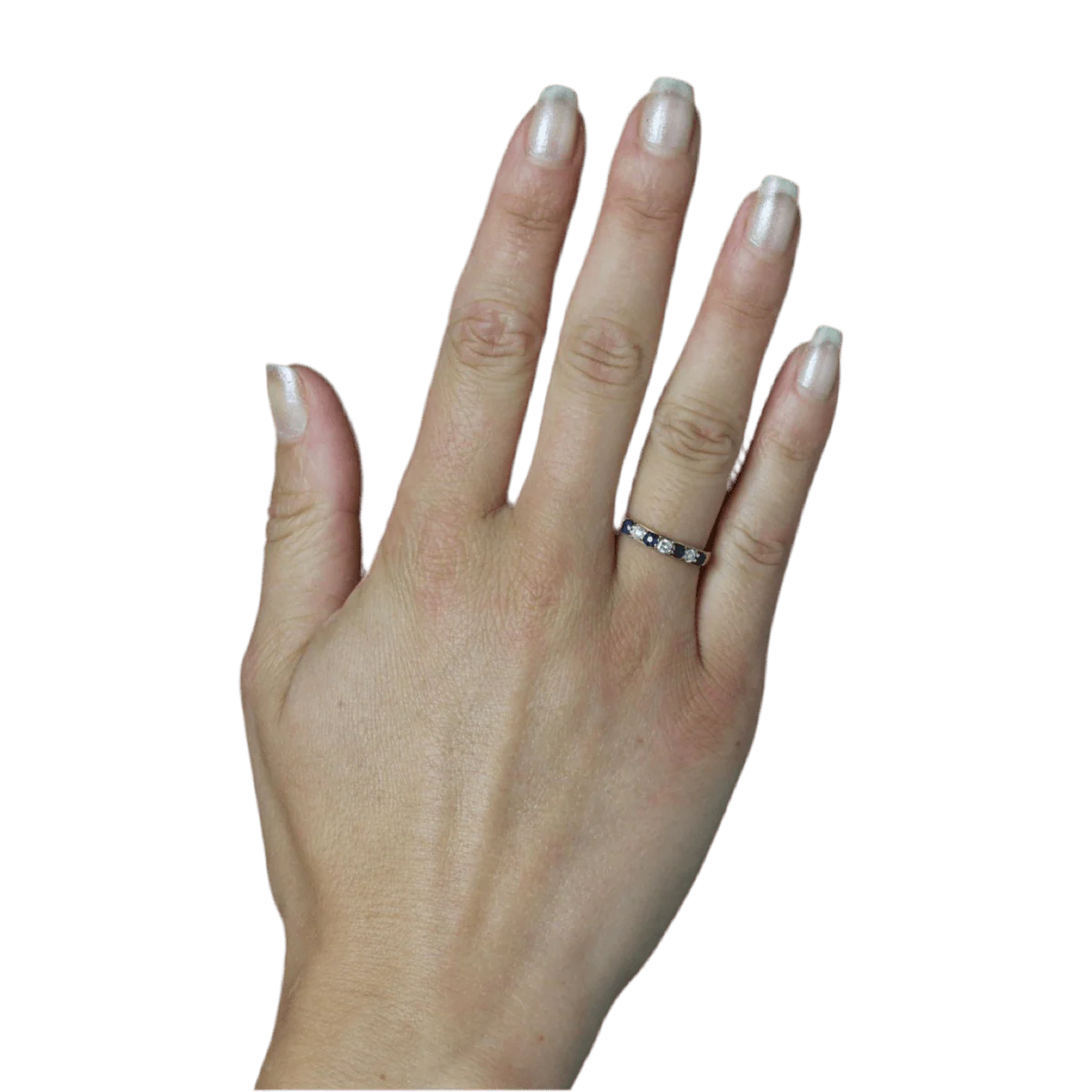 Bague Alliance en or jaune, saphirs et diamants - Image 2