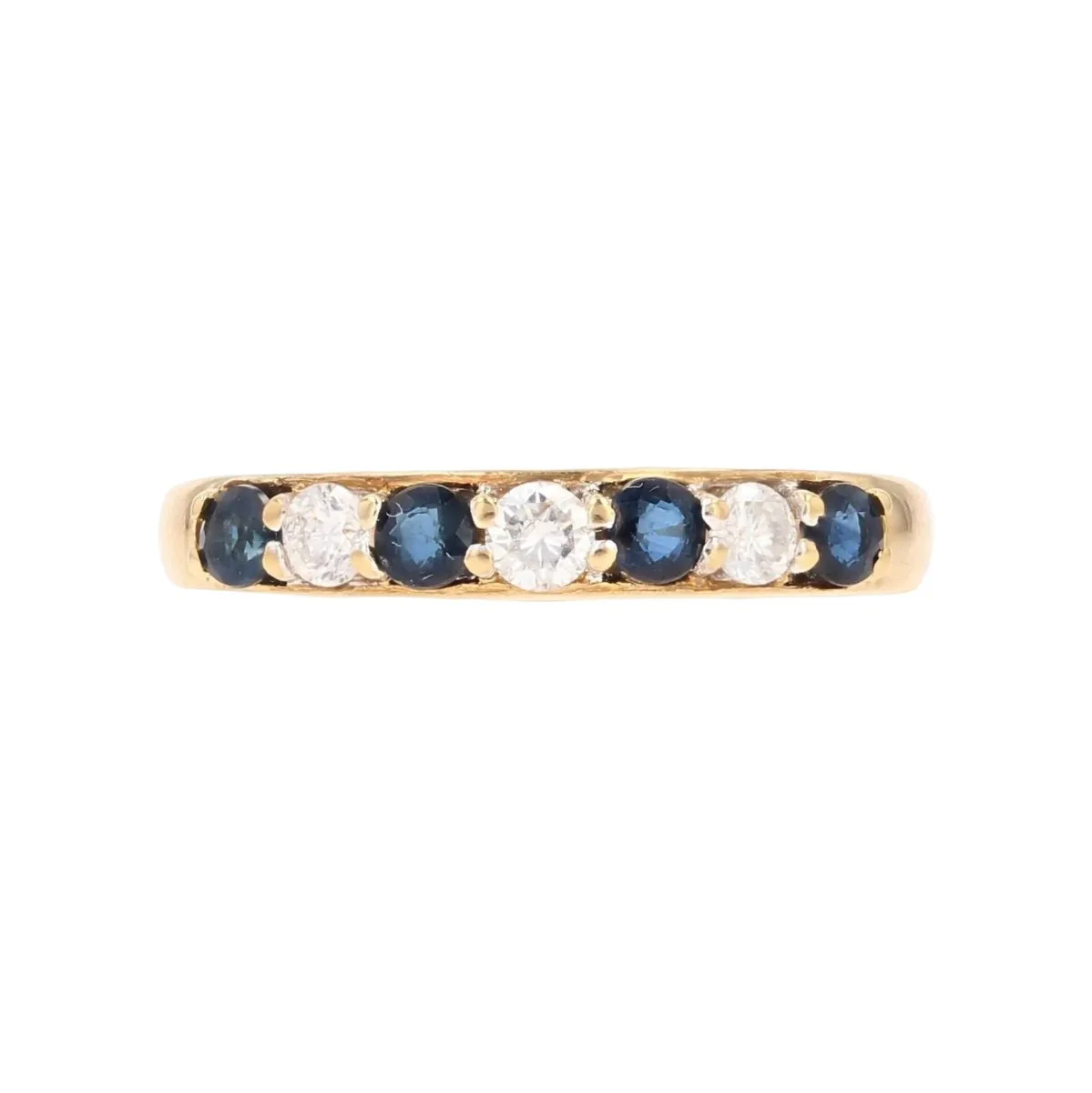 Bague Alliance en or jaune, saphirs et diamants