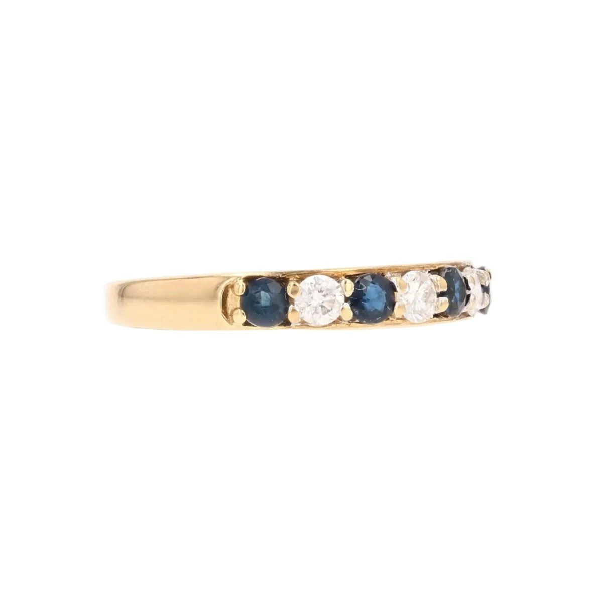 Bague Alliance en or jaune, saphirs et diamants - Image 5
