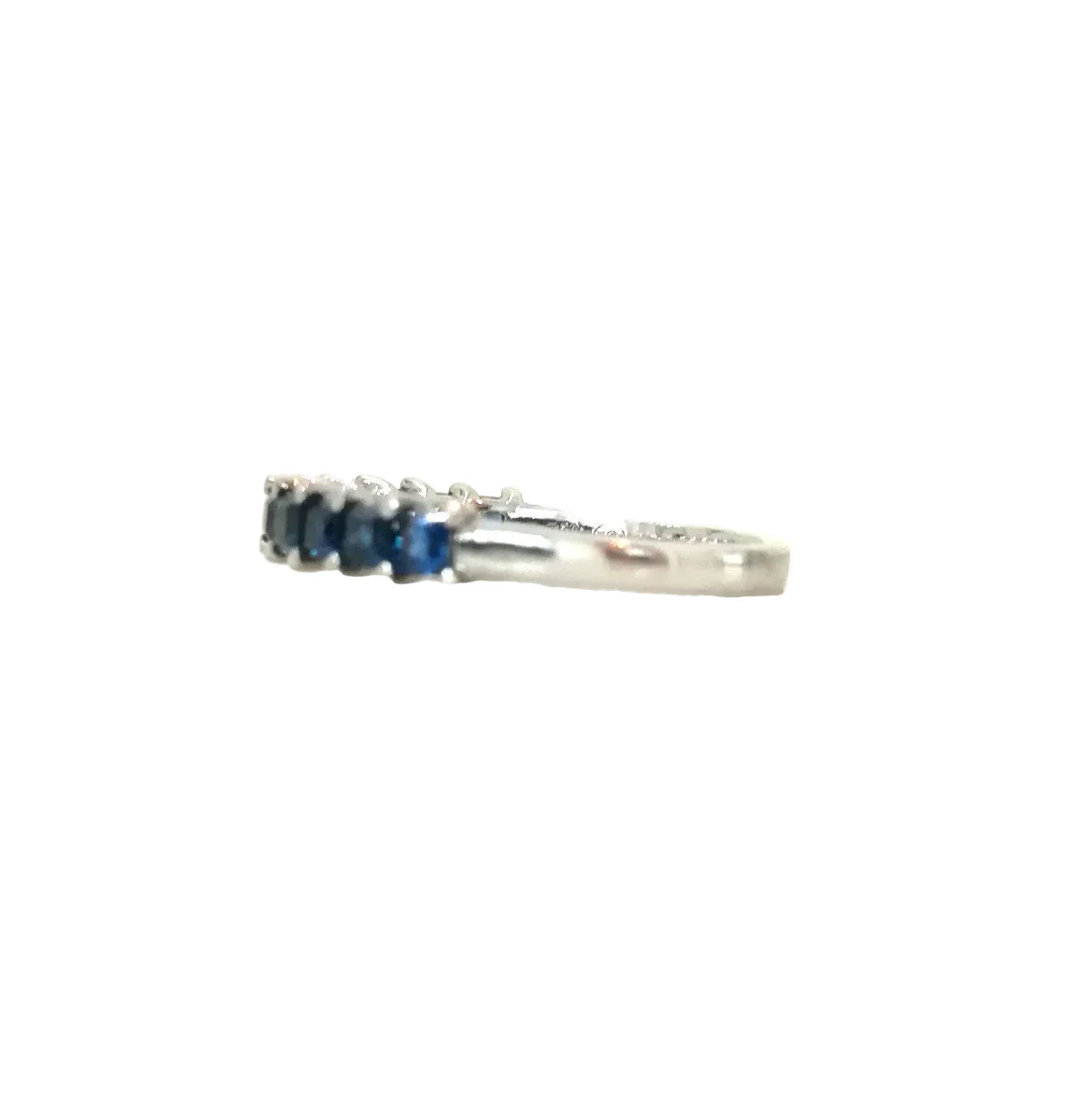 Bague Alliance en or blanc et saphirs - Image 2