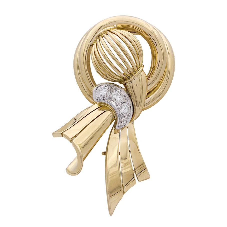 Demi-parure vintage transformable, or rose, platine et diamants. - Image 5