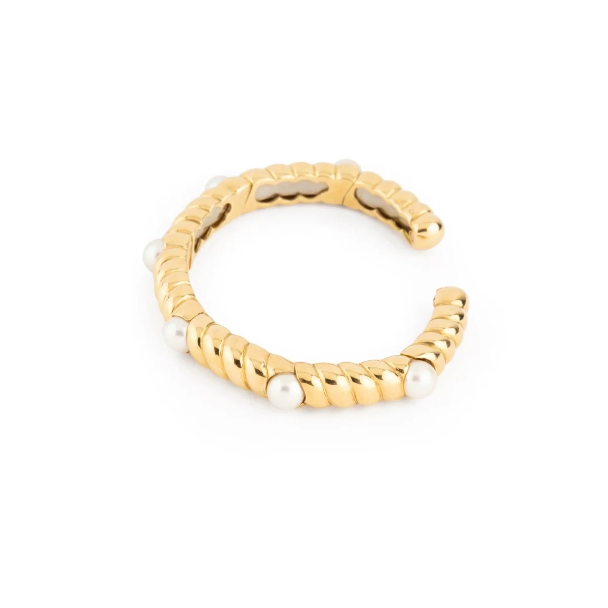 Deux bracelets en or jaune torsadé et perles - Image 6