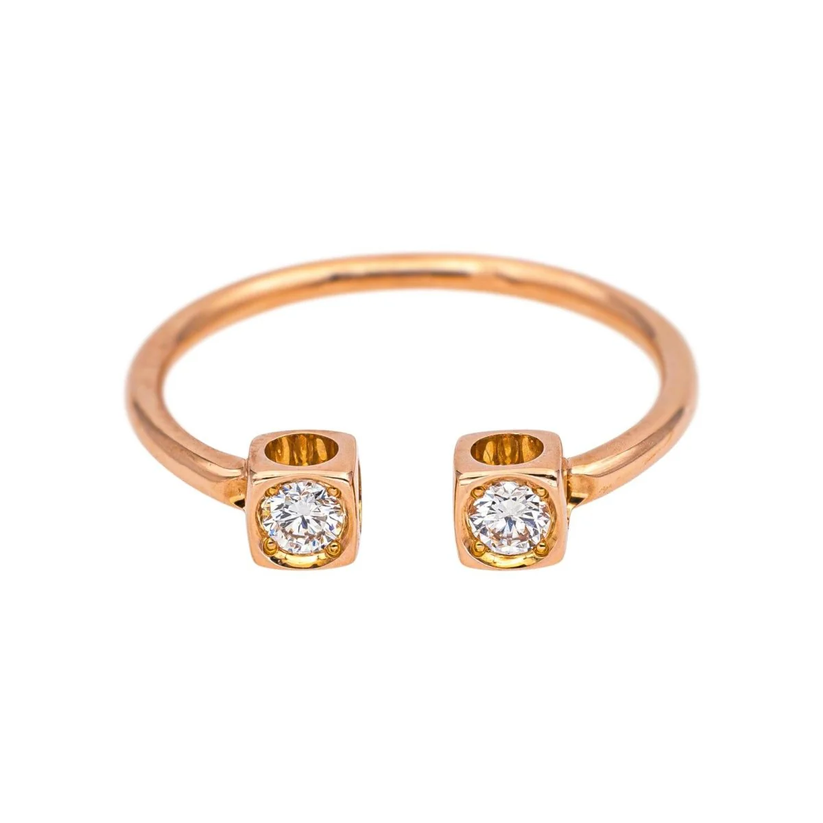 Bague Toi & Moi DINH VAN "Le Cube" en or rose et diamants