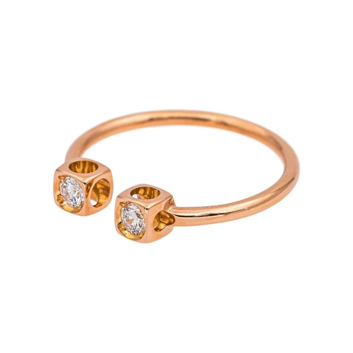 Bague Toi & Moi DINH VAN "Le Cube" en or rose et diamants - Image 3