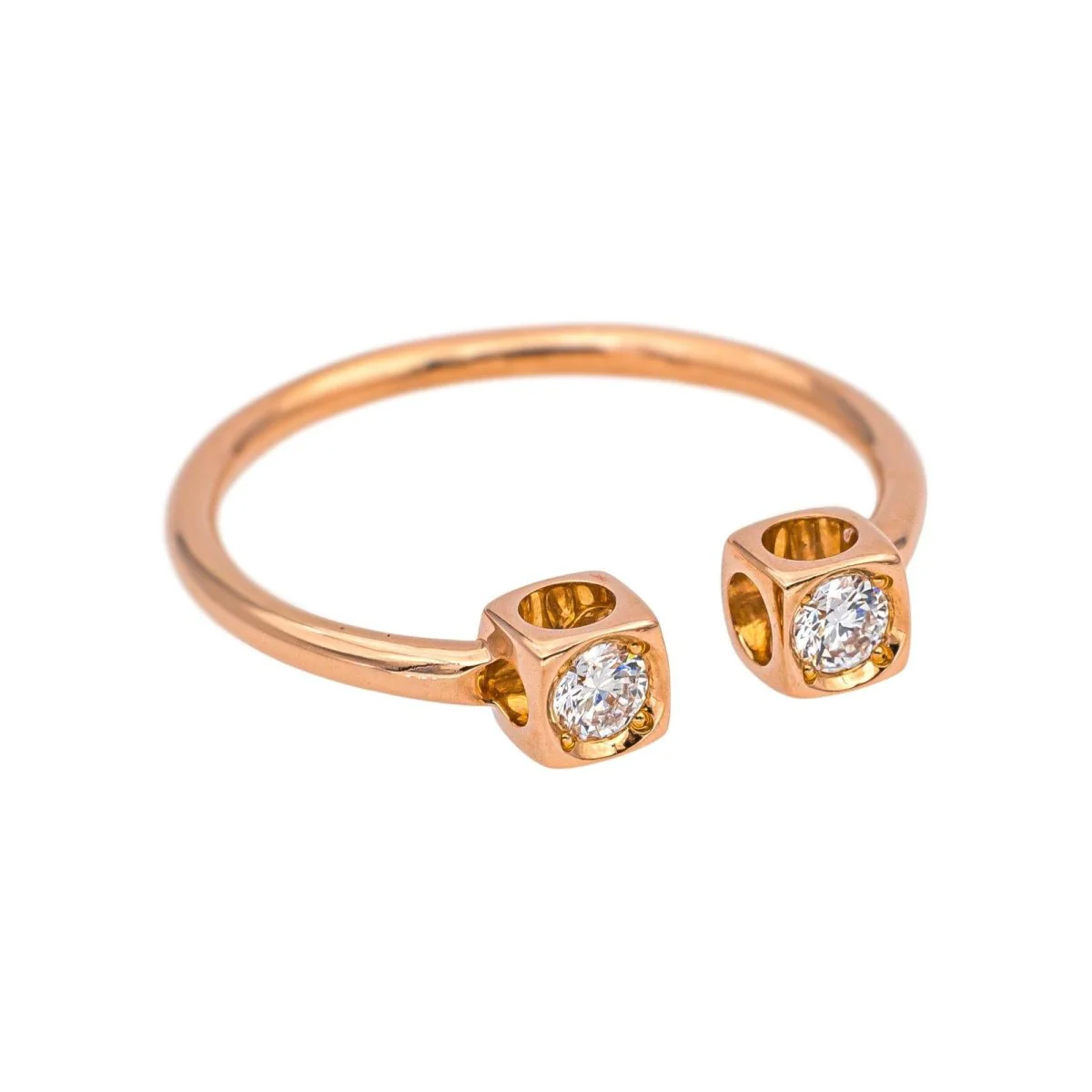 Bague Toi & Moi DINH VAN "Le Cube" en or rose et diamants - Image 6