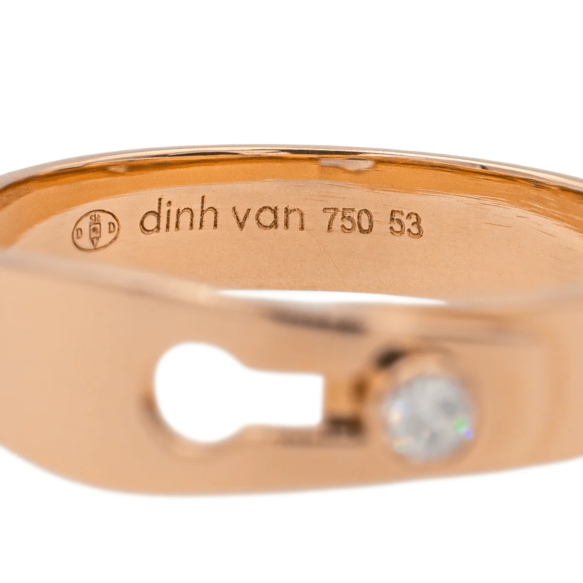 Bague Bandeau DINH VAN "Serrure" en or rose et diamant - Image 3