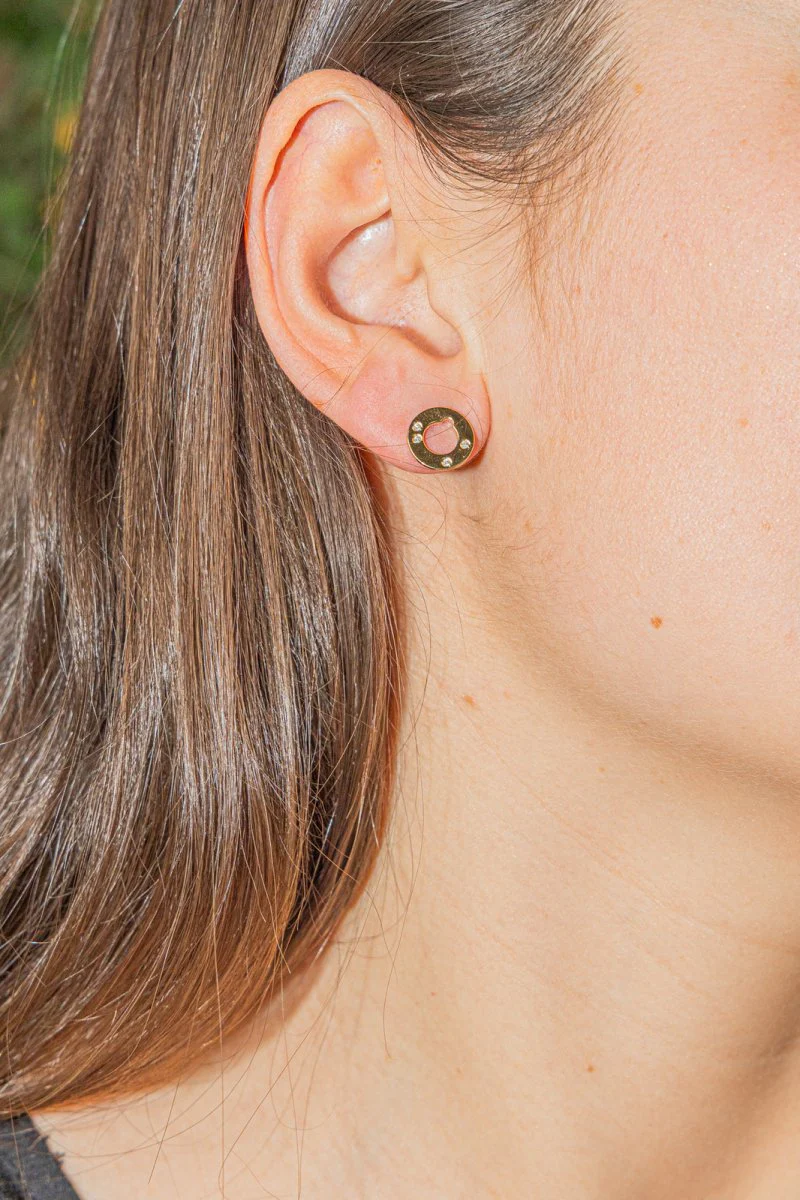 Boucles d'oreilles DIHN VAN "Cible" en Or jaune et Diamant - Image 2