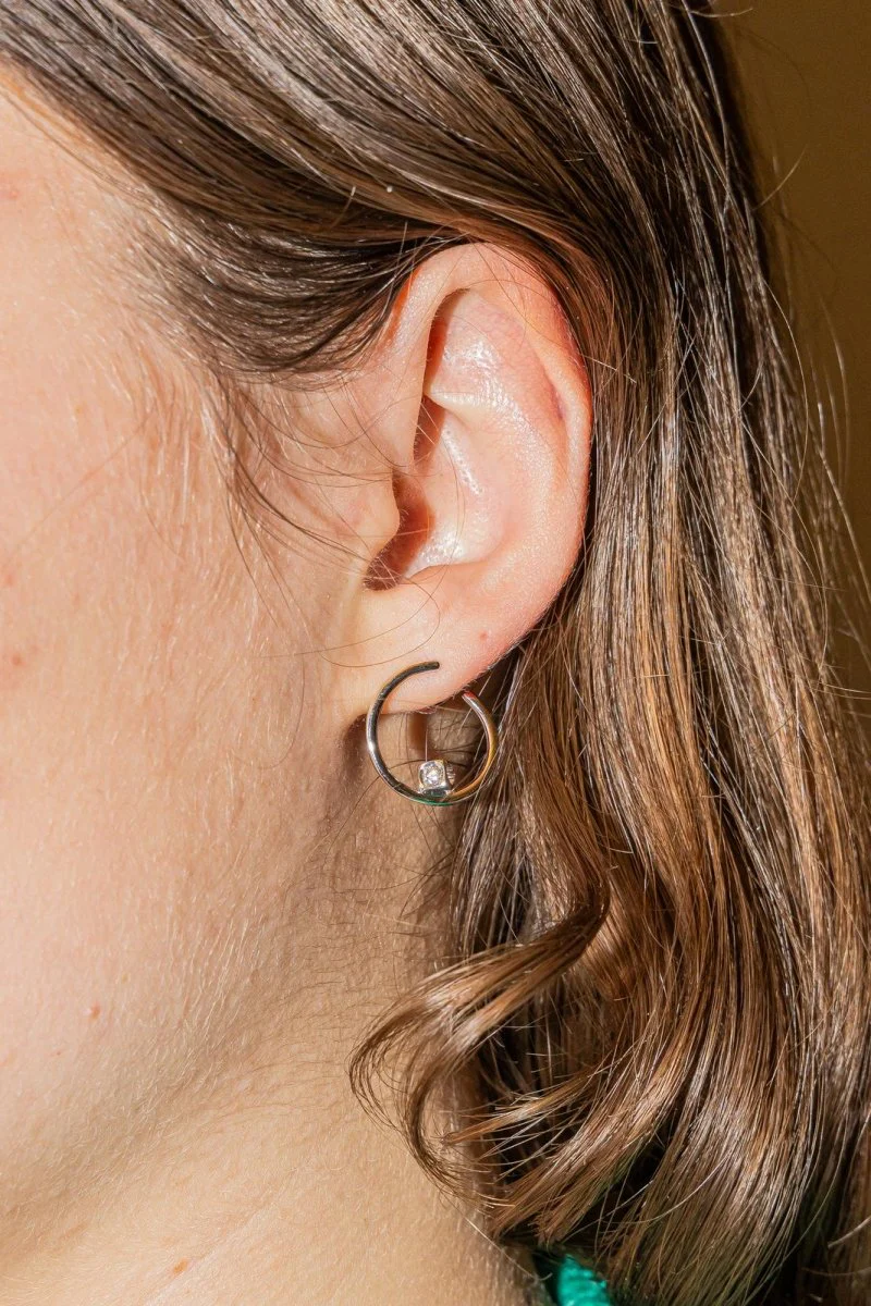 Dinh Van Boucles d'oreilles Créoles Le Cube Diamant Or blanc Diamant - Image 2