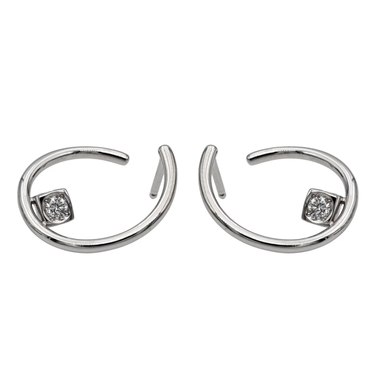 Dinh Van Boucles d'oreilles Créoles Le Cube Diamant Or blanc Diamant - Image 3