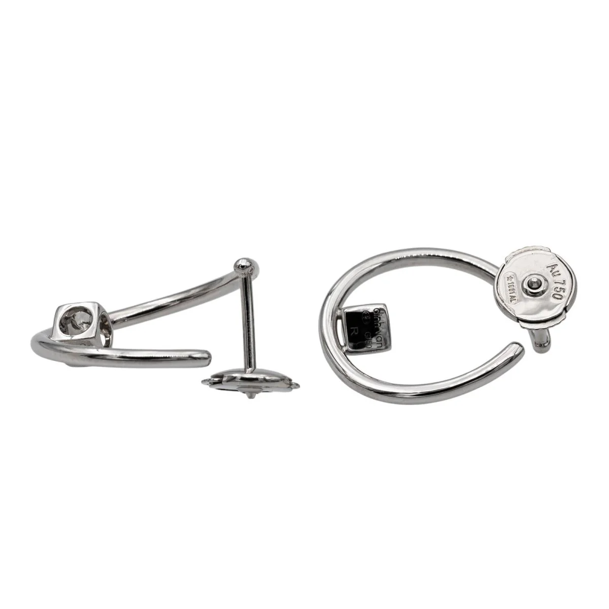 Dinh Van Boucles d'oreilles Créoles Le Cube Diamant Or blanc Diamant - Image 6