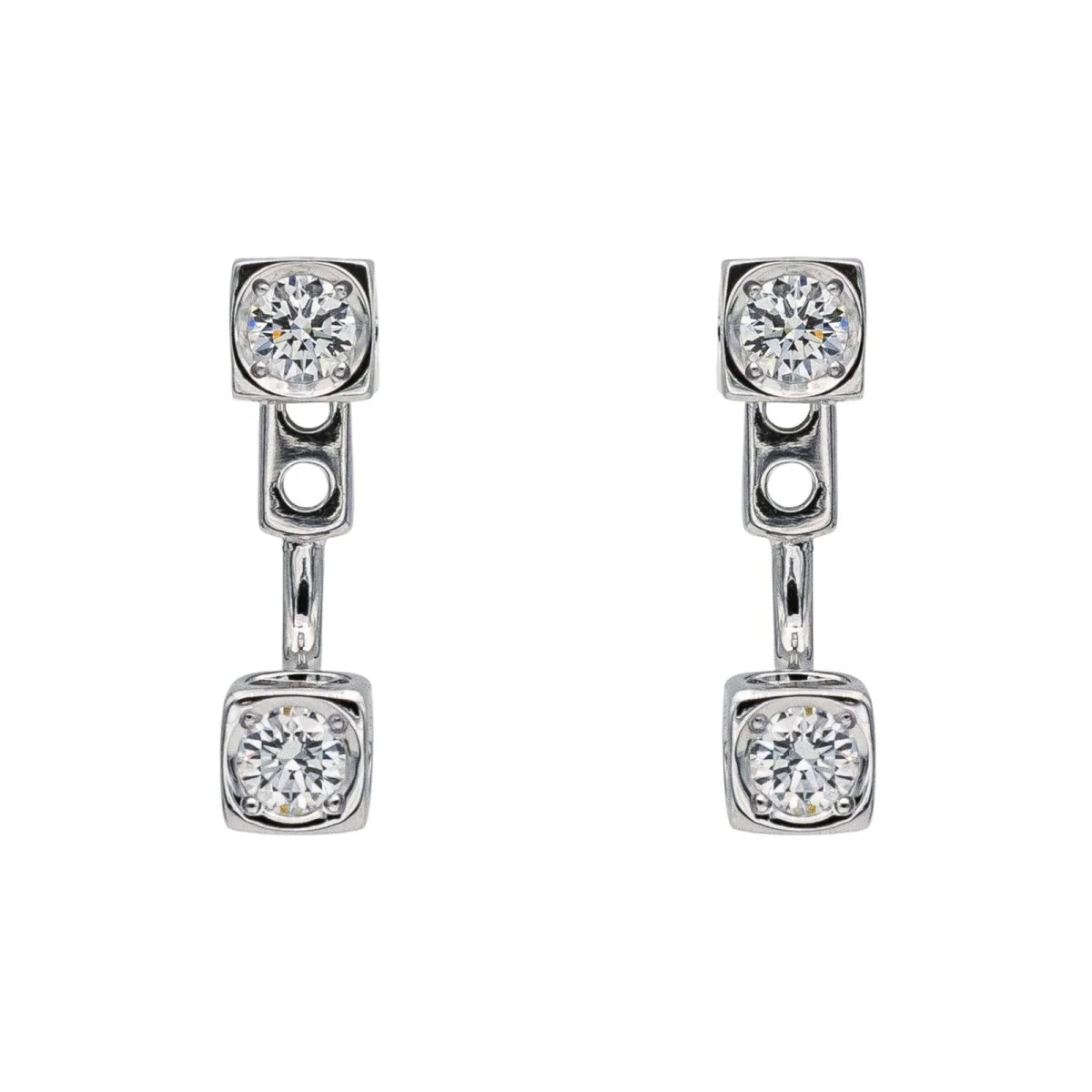 Boucles d'oreilles Puces DINH VAN "Cube" en or blanc et diamants