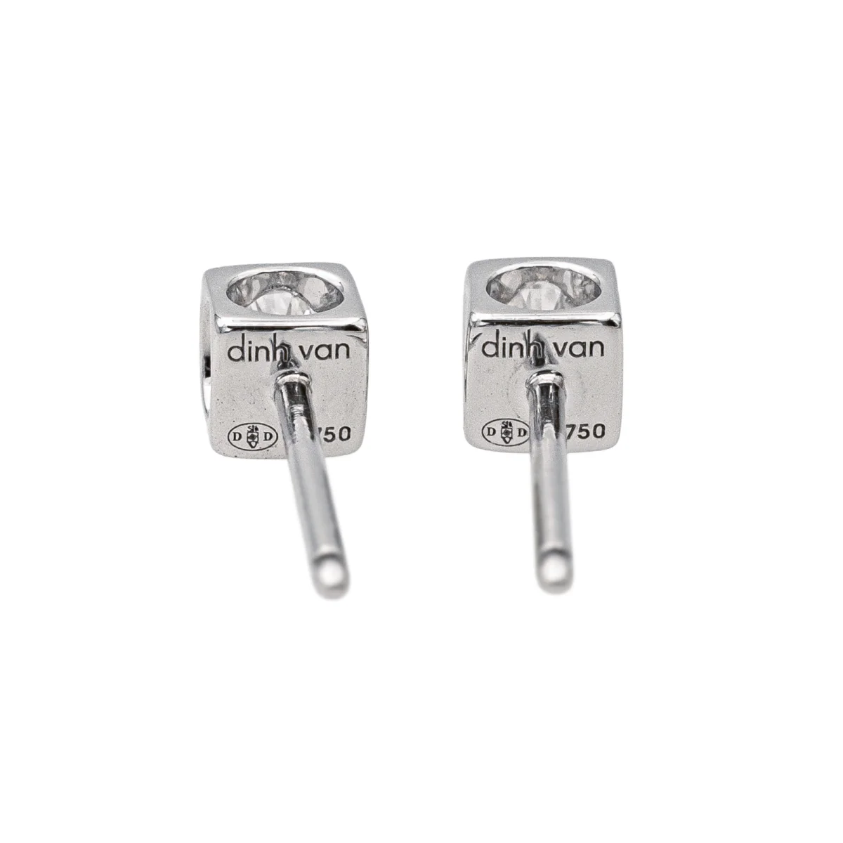 Boucles d'oreilles Puces DINH VAN "Cube" en or blanc et diamants - Image 6