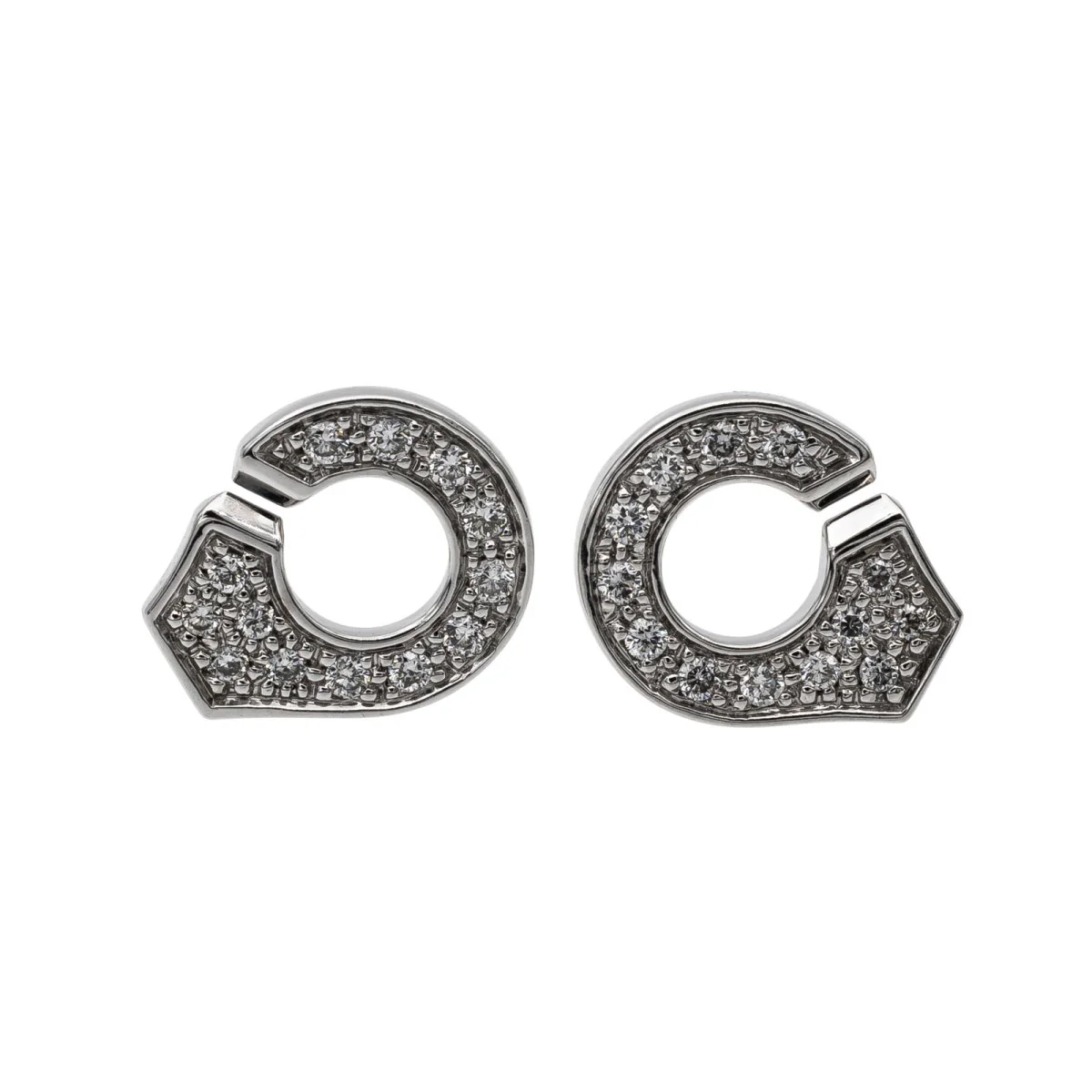 Boucles d'oreilles Puces Alpa DINH VAN "Menottes R7.5" en or blanc et diamants