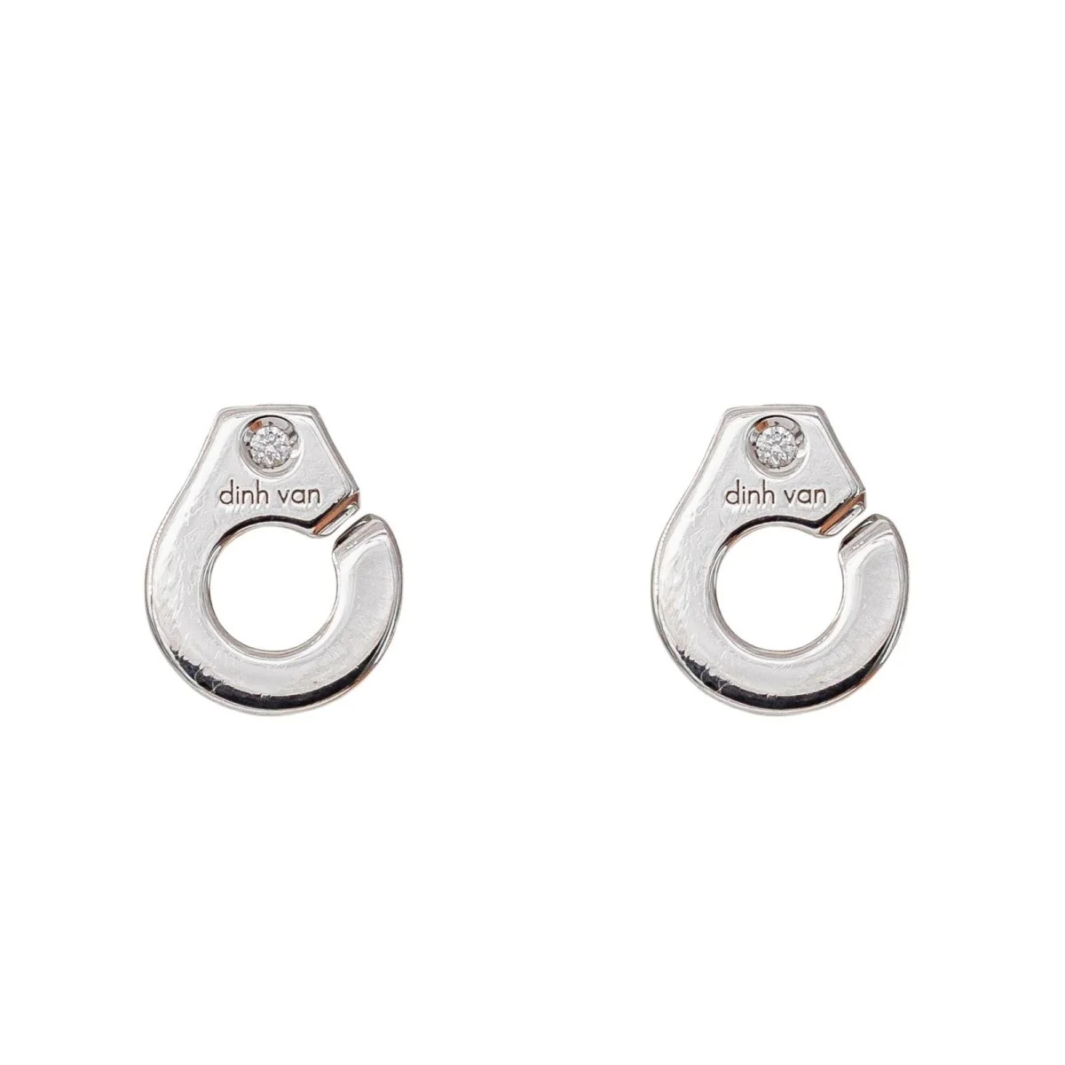 Boucles d'oreilles Puces DINH VAN "Menottes" en or blanc et diamants