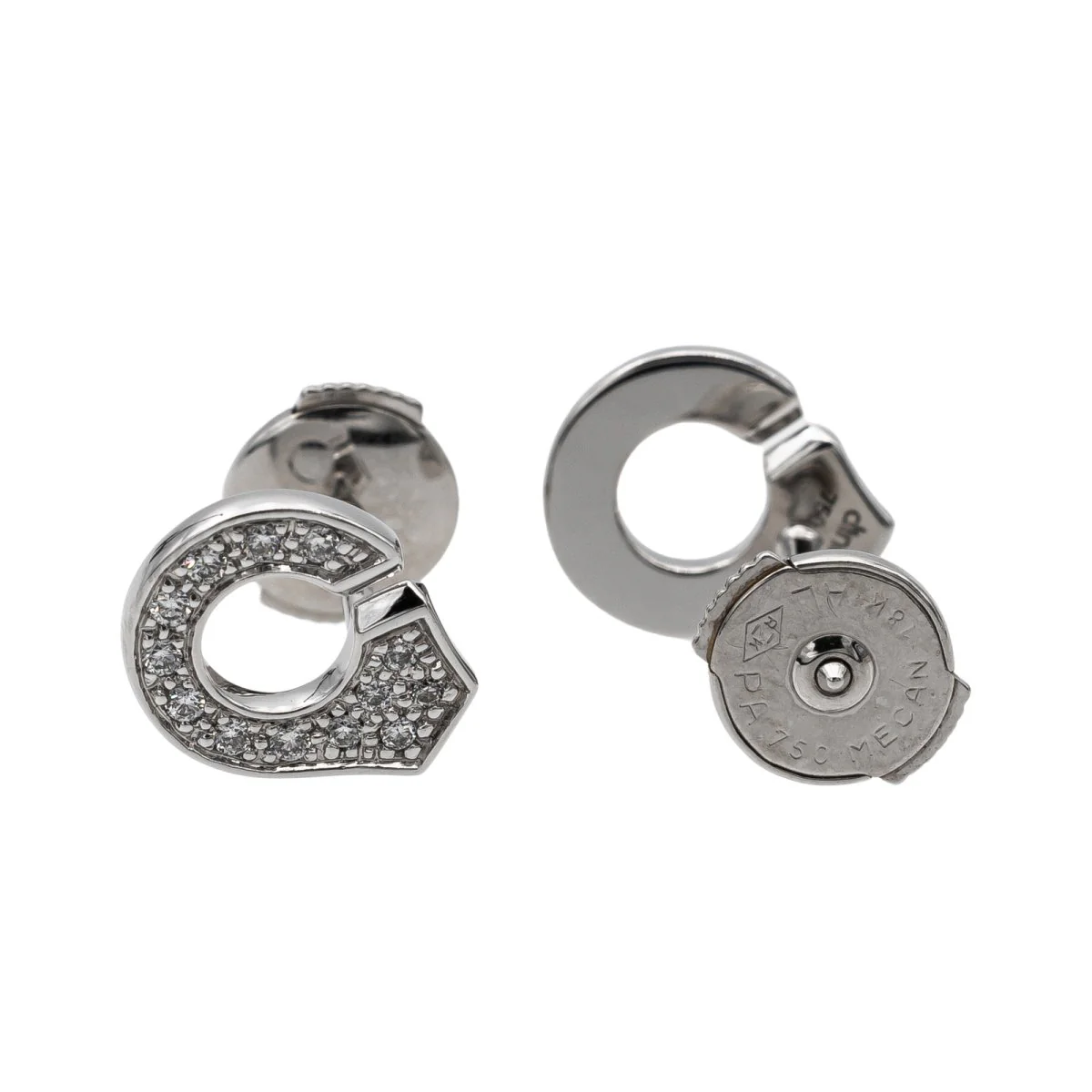 Boucles d'oreilles Puces Alpa DINH VAN "Menottes R7.5" en or blanc et diamants - Image 3