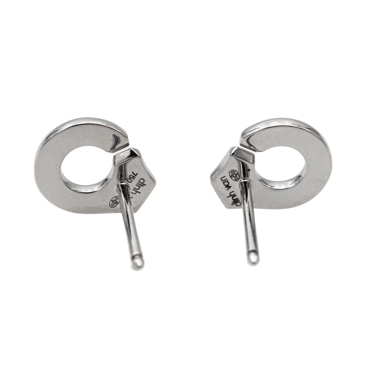 Boucles d'oreilles Puces Alpa DINH VAN "Menottes R7.5" en or blanc et diamants - Image 4