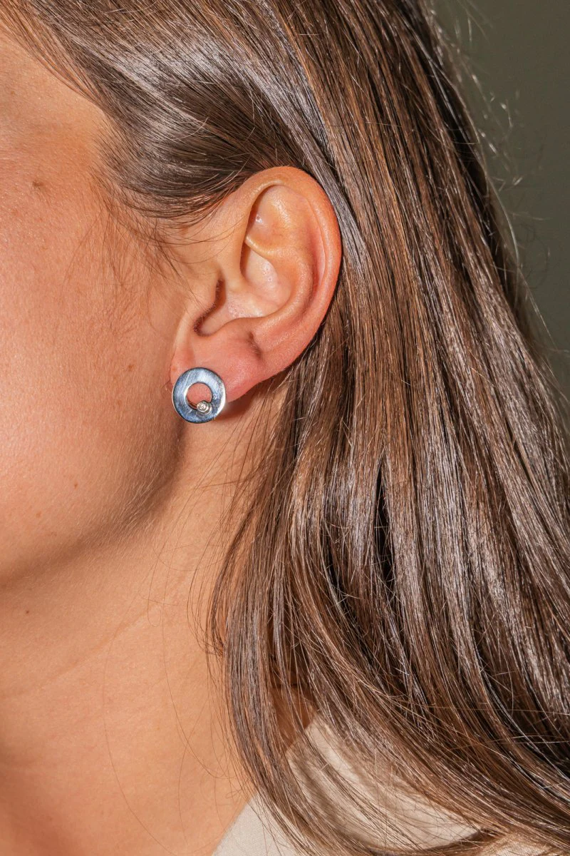 Dinh Van Boucles d'oreilles Puces Cible Or blanc Diamant - Image 2